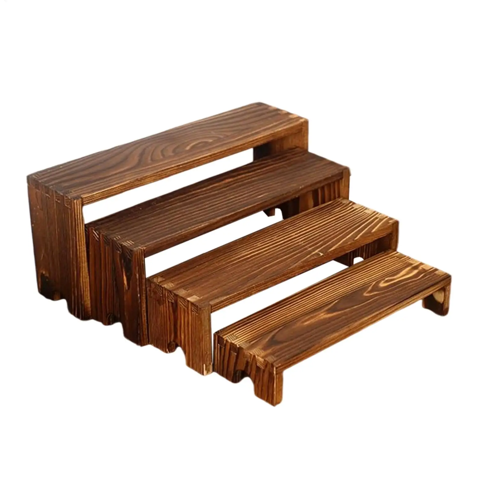 Display Stands Wood Shelves Space-saving Storage Rack Four-layer Display Rack Rustic Display Stand Set Storage Organizer