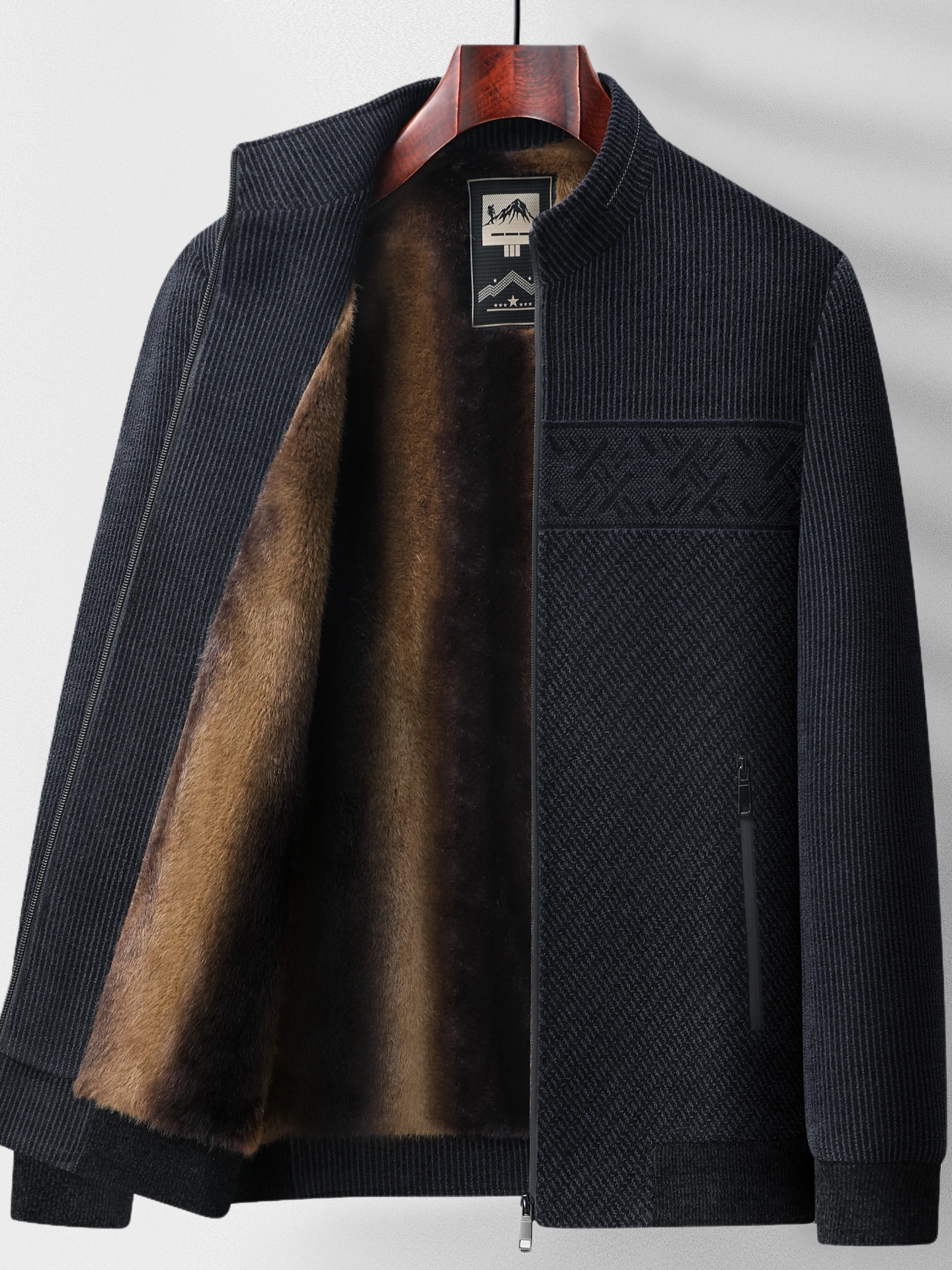 

New 2026 Men's Fce Lined Thiened Casual Jaet Autumn Winter Coat for Middle-Aged And ly Busin Casual Wear