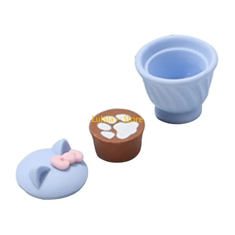 Y4QA Simulation Coffee Mug Mini Cup with Lid Model Dollhouse Accessories Kitchen Toy Pretend for Play Props Realistic Fi