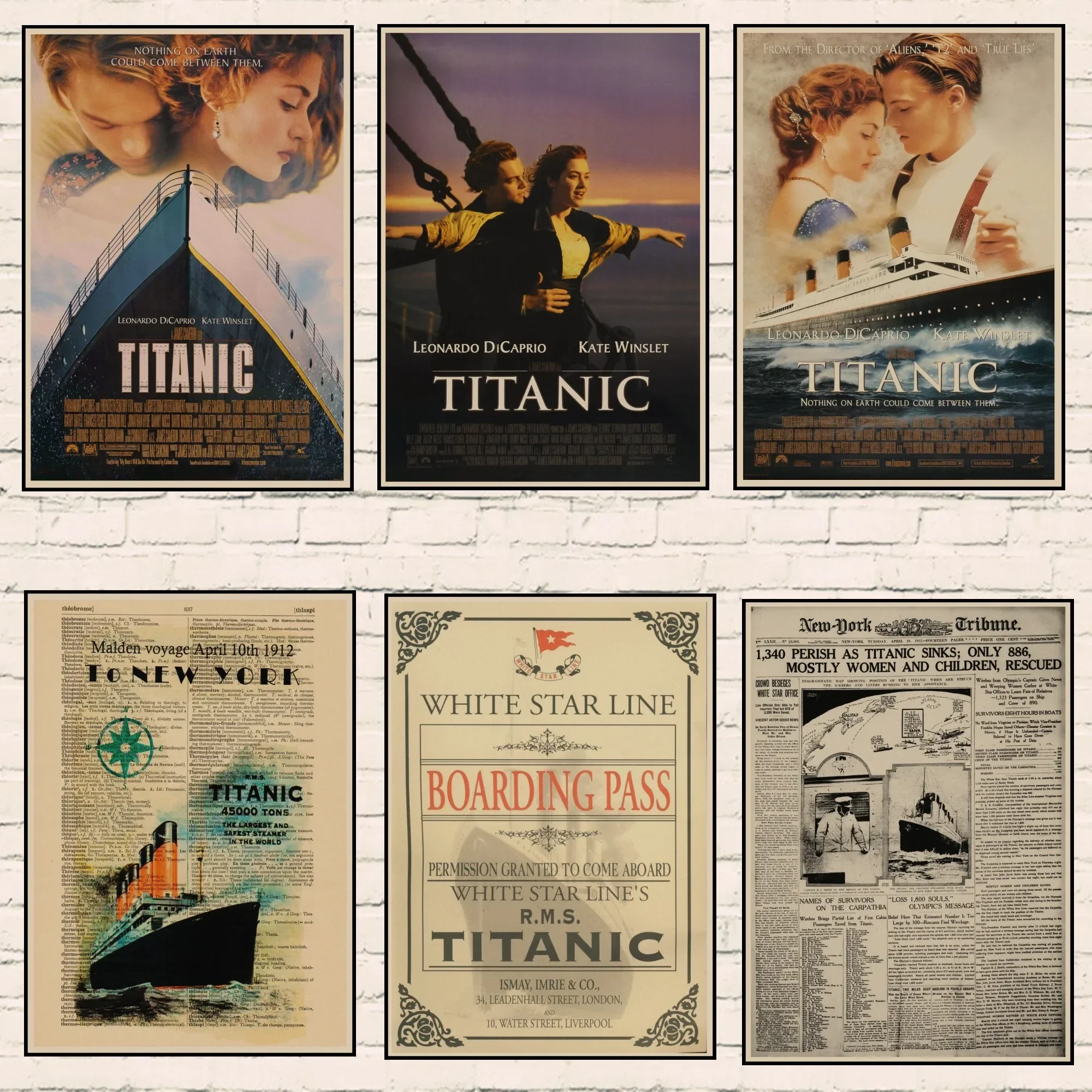 Póster de The New York Times Titanic's Return journey de Nueva York a Europa, Titanic, naufragio, periódico antiguo, Papel Kraft Retro, 1001