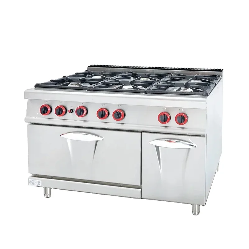 Restaurant Hotel Gas Cooking Range Stove With 6 Burner And Oven Kitchen Equipment