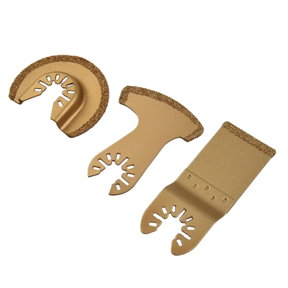 3pcs Set Carbide Oscillating Multi Tool Segment Saw Blades Tile Grout Cutter Semicircle/E-shaped/Curved Saw Blade Power Tools