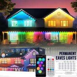 Lumière LED extérieure intelligente pour maison, sans interruption, télécommande, maison complète, décoration de vacances de Noël, RGBIC, WiFi