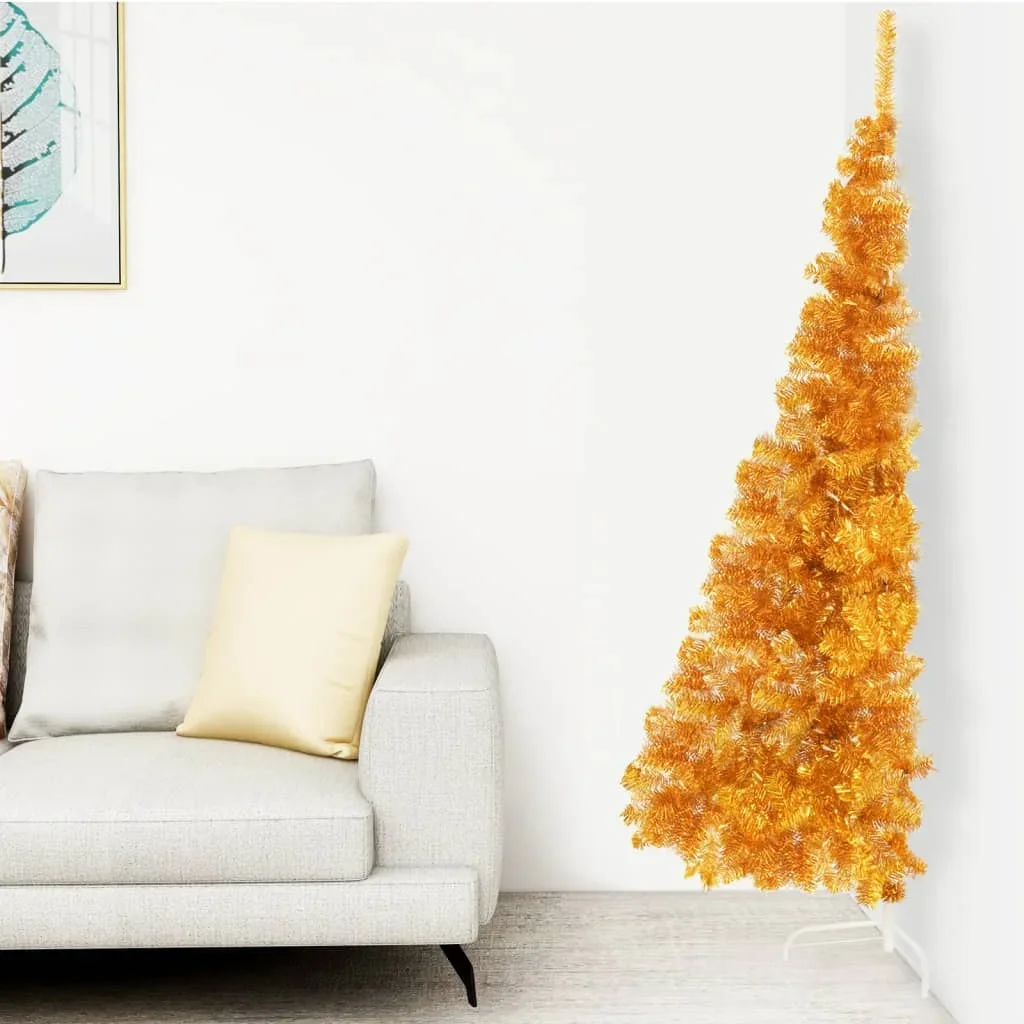Vidaxl Golden Half Artificial Christmas Tree With Support Cm Pvc