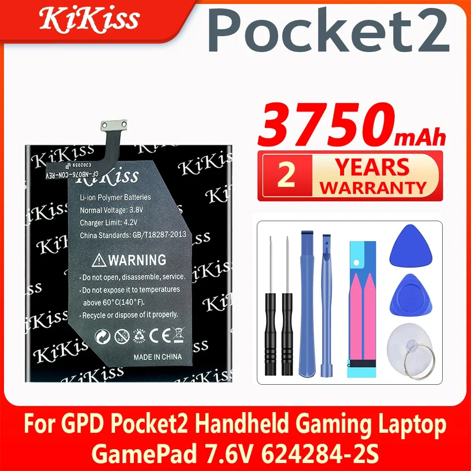 Imagem -05 - Bateria Recarregável Kikiss para Gpd Pocket Handheld Gaming Laptop Gamepad Bateria de Backup 7.6v 624284 2s 3750mah