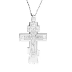 HTISOK Orthodox Cross Necklace Jesus Statue Crucifix Pendants Pectoral with Chain Religious Decor & Gift Orthodox Cross