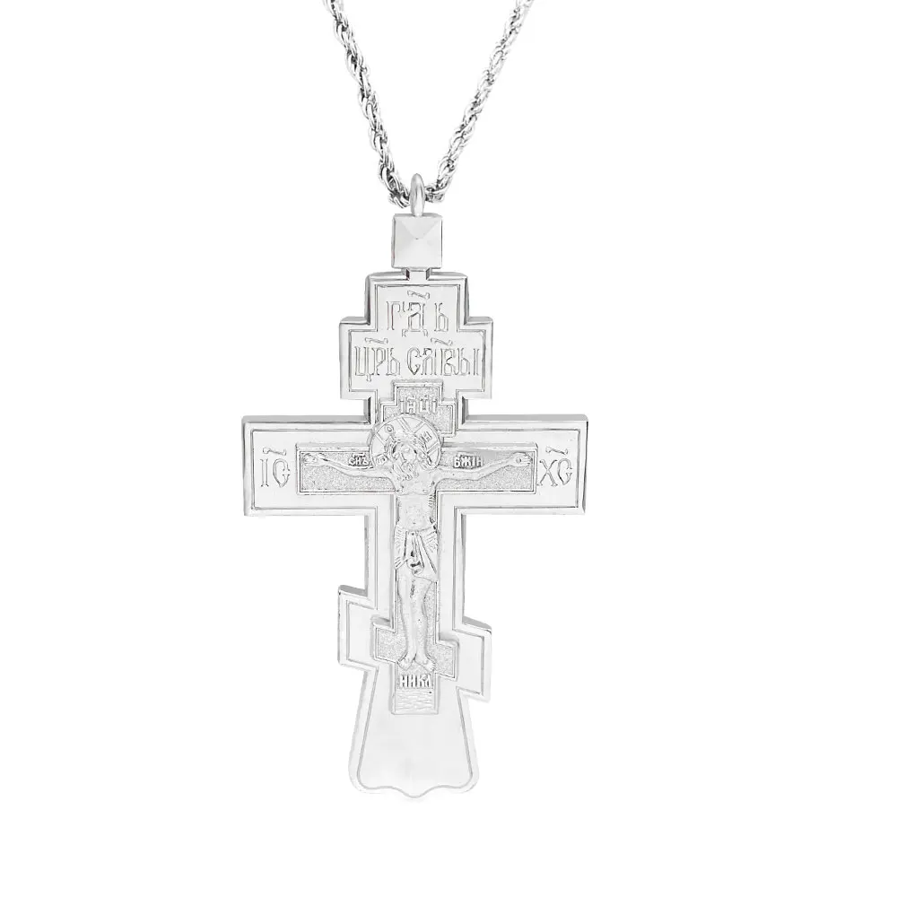 HTISOK Orthodox Cross Necklace Jesus Statue Crucifix Pendants Pectoral with Chain Religious Decor & Gift Orthodox Cross