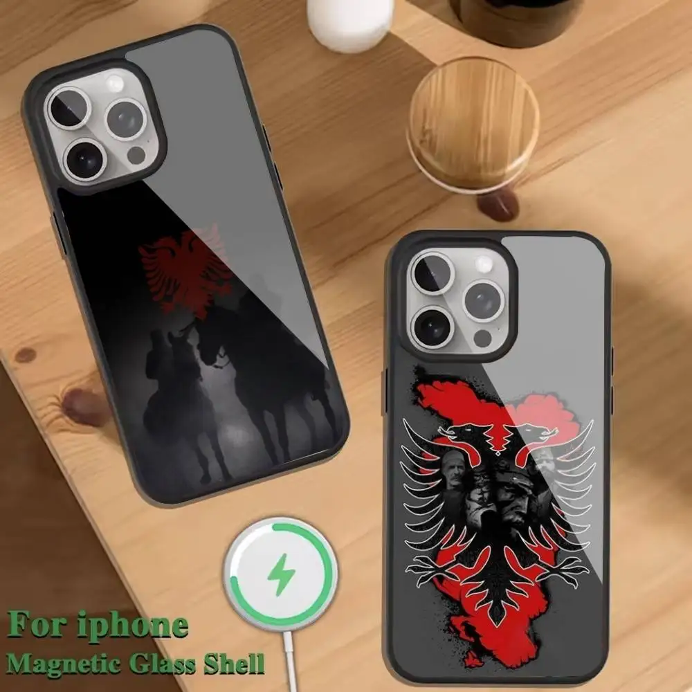 

A-Albanians banner Phone Case For Magnetic Wireless Charge Cover For iphone 16 15 14 13 12 11 Pro Max Plus Coque