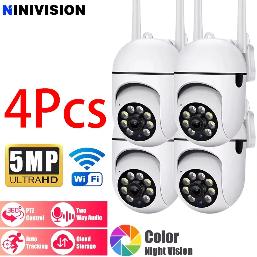 Mini 5MP WLAN-Kamera für Innenräume, 360° PTZ, Haustier- und Babyüberwachung, IR-Nachtsicht, KI-Erkennung, P2P-Überwachung, IP-Kameras mit Cam720-App