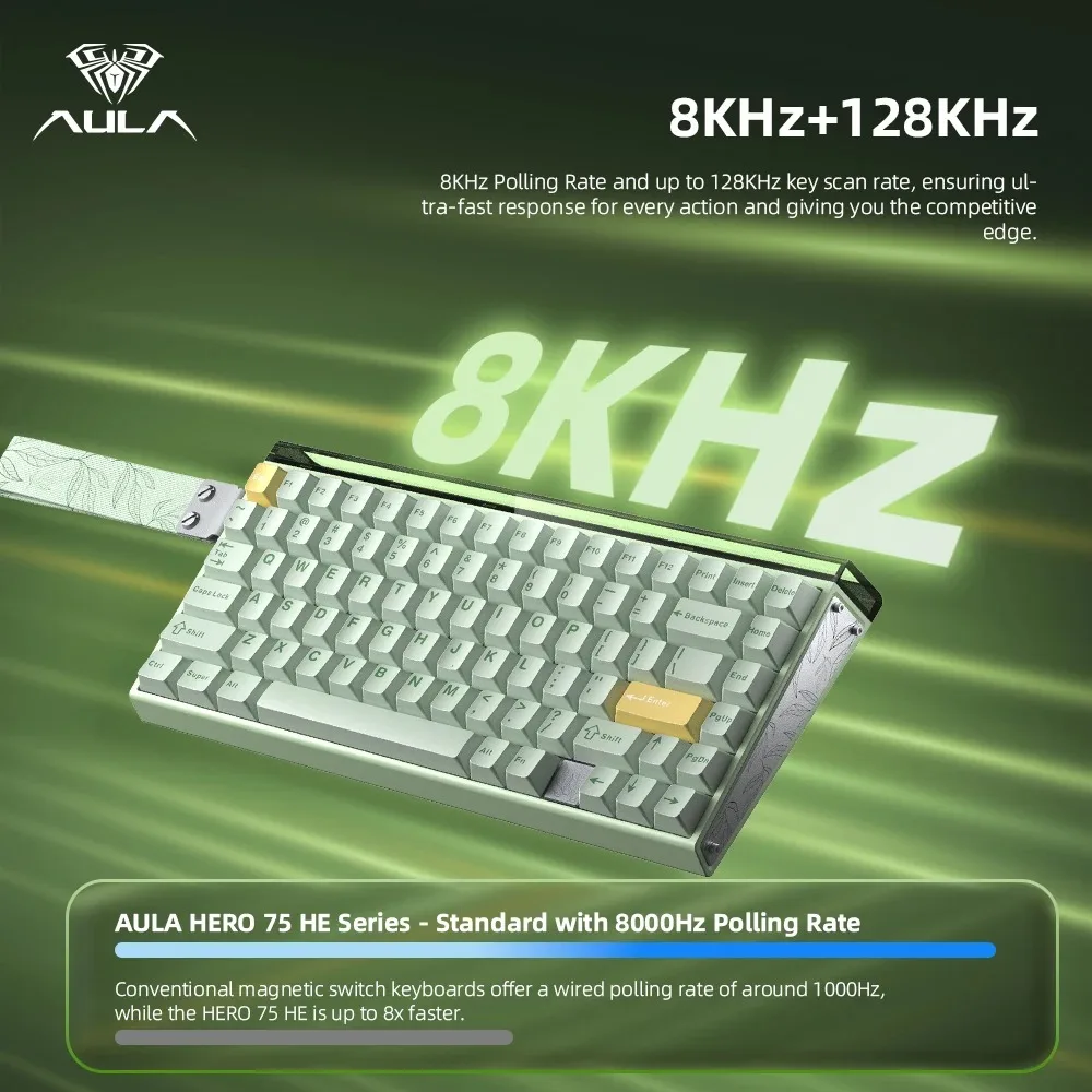 AULA HERO 75 HE Hall Effect Gaming Keyboard 8K Rapid Trigger RGB Neon Light Box Hot Swap 75% Mechanical Keyboard