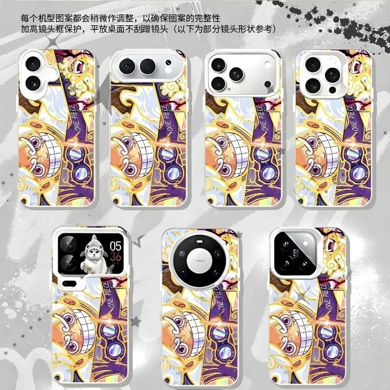 

Anime 3D One PieceE Gear 5 Luffy Phone Case for iPhone 11 12 13 14 15 16 17 Pro Max Plus Cartoon One Piece Laser Aurora Cover﻿