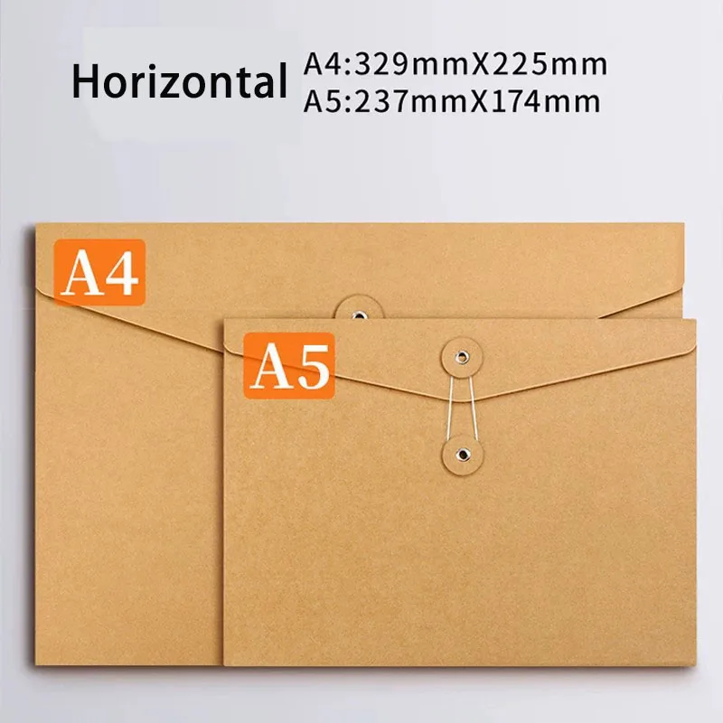 

20pcs/lot Large Envelope Document Folder Thicken 300g Kraft Paper A4 Capacity File Bag A5 Tied Buckle Durable Office Stationery