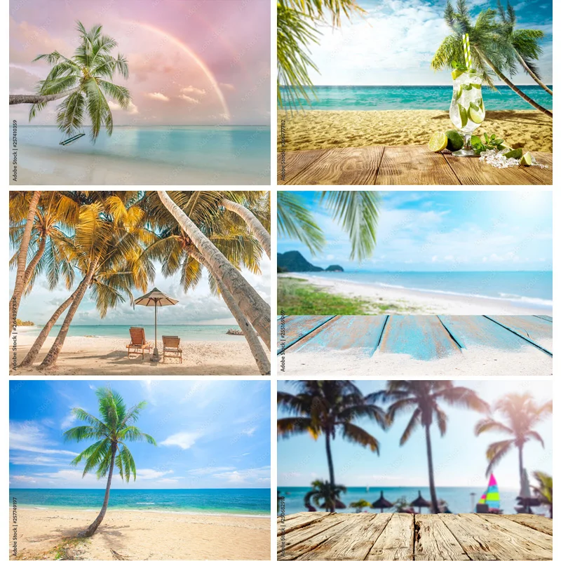 

SHUOZHIKE Tropical Sea Beach Palms Tree Photography Background Natural Scenic Photo Backdrops Photocall Photo Studio HHB 12