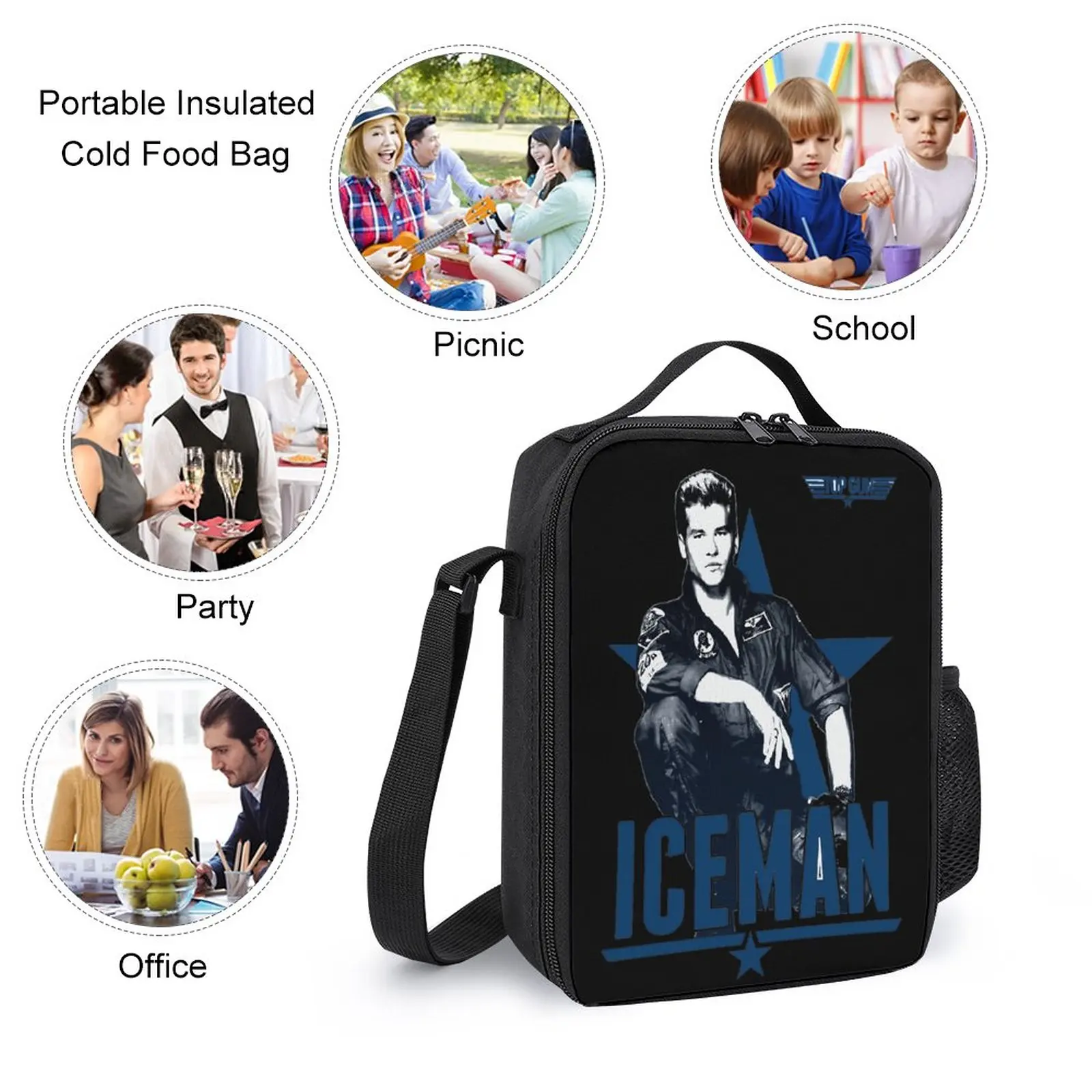 Poster de Retrato Clássico Pop Iceman, Top Gun, 3 em 1 Conjunto, Mochila, Lunch Bag, Pen Bag, Viagem, Firme, Rolo Cobertor, Conforto, Caneta, 17"