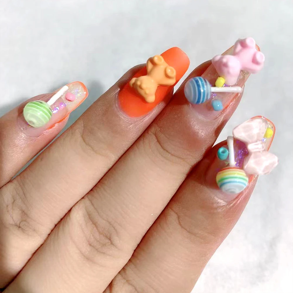 

100pcs C y Nail naments Colorful Resin Decorations Lollipop Shape Charm for DIY Manicure Accessories Prom Birthday Party