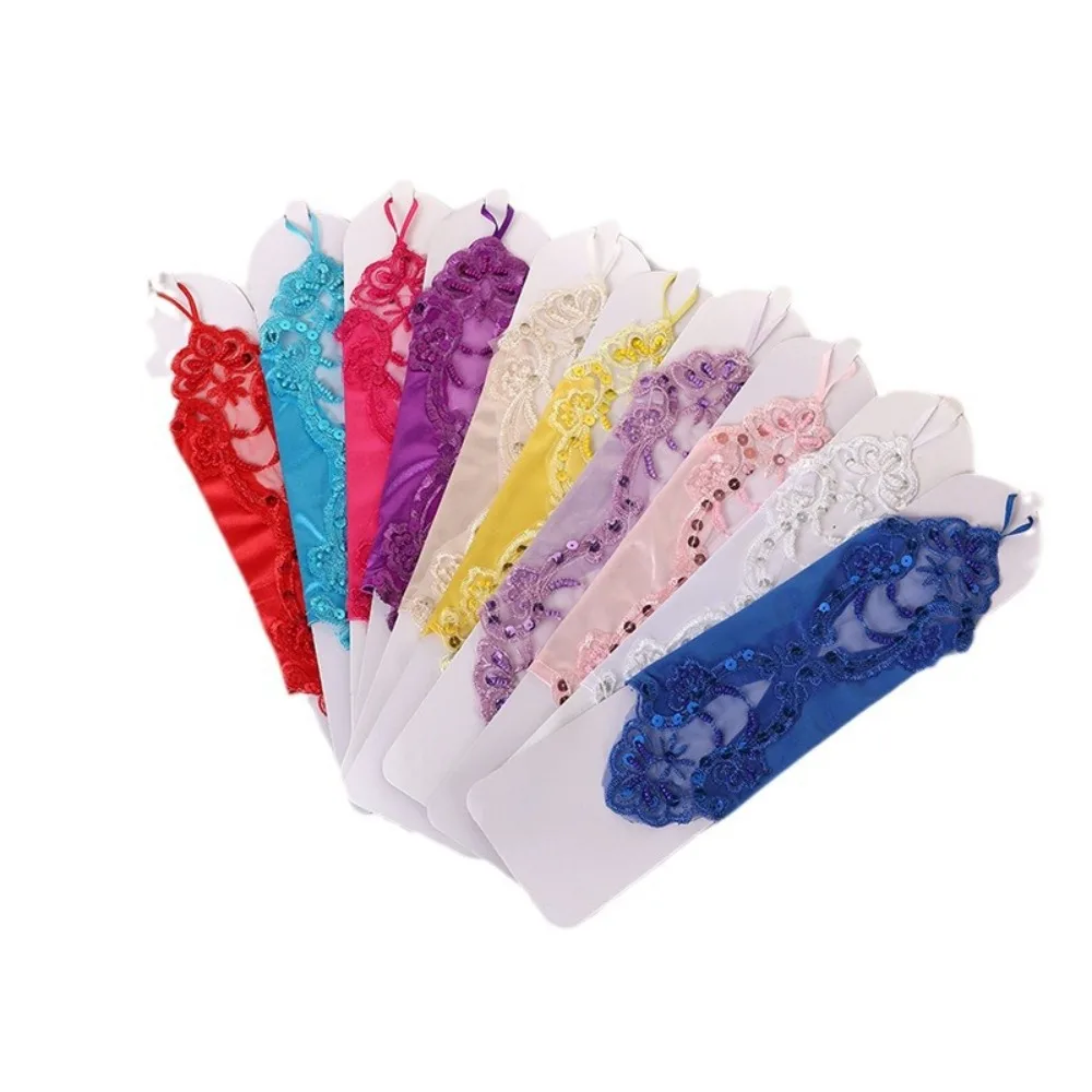 뜨거운 판매 파티 드레스 레이스 장갑 의류 액세서리 라인 석 웨딩 신부 장갑 우아한 섹시한 저녁 파티 장식 파티