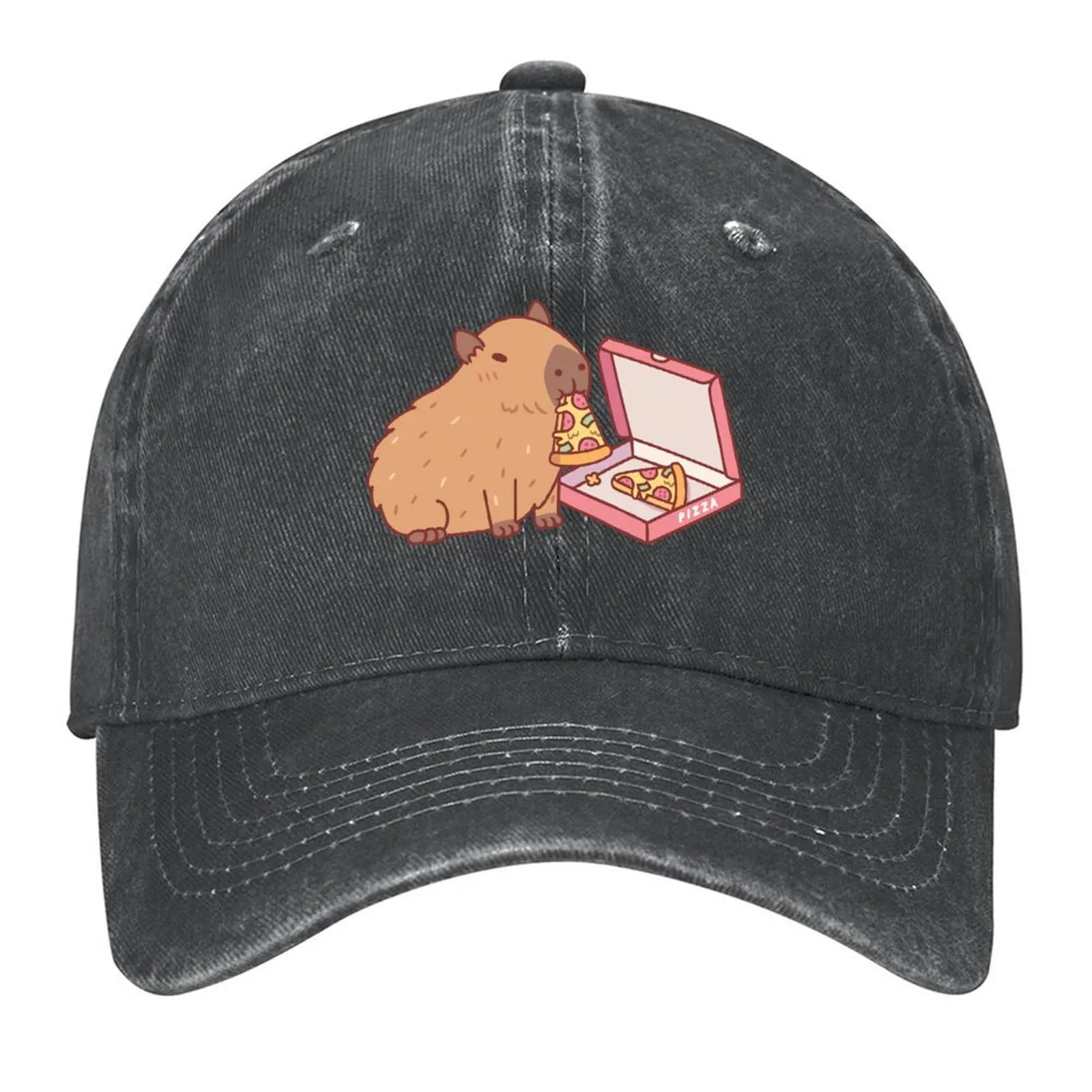 

Cute Capybara Eating Pizza Baseball Cap custom Hat Golf Cap sun caps birthday Men's Baseball Women's