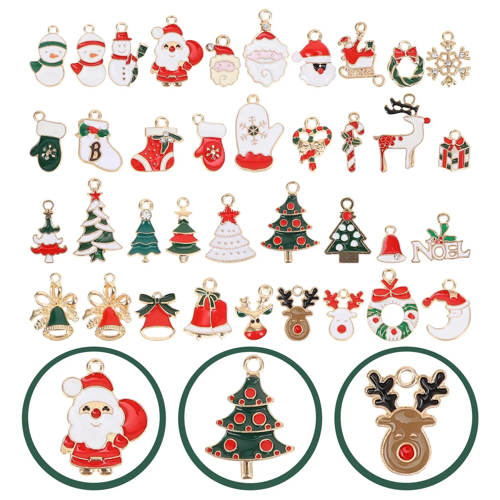 

38Pcs Xmas Pendant Alloy Charms Creative DIY Jewelry Accessories Bracelet Necklace Earring Supply Christmas Hanging Decor