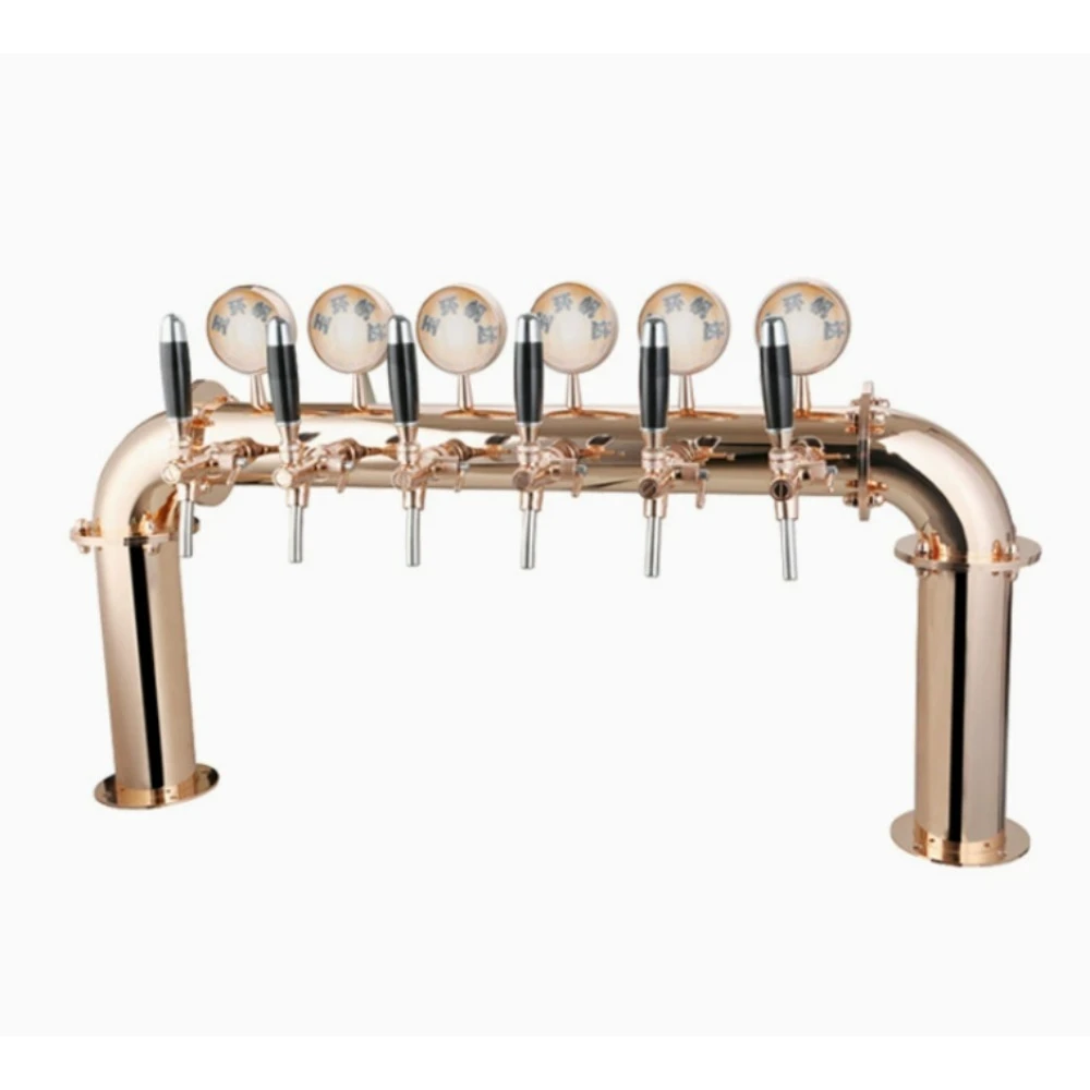 Stainless Steel 6 Tap Beer Tower With LED Light Door Shape 6 Lines Beverage Dispensing Column