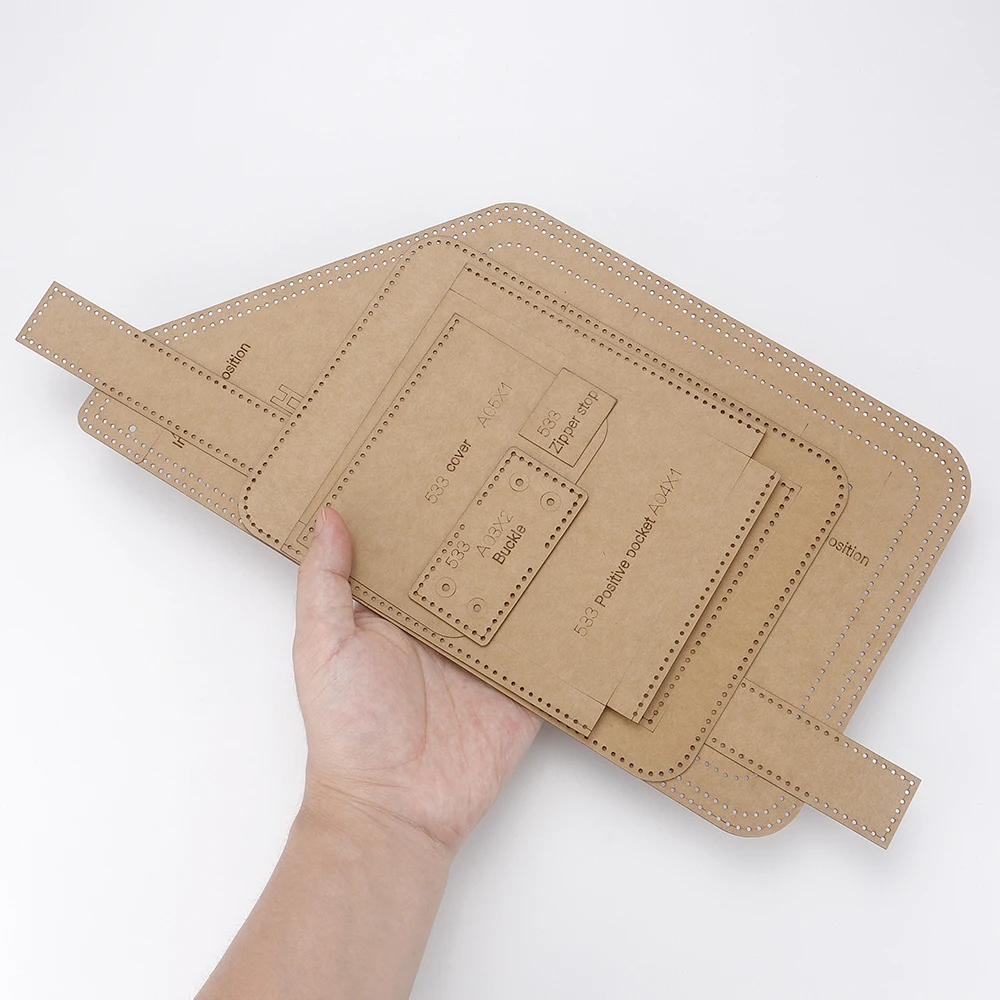 DIY Leather Goods Kraft Paper Template For Men's Fashion Chest Bag Sewing Pattern  Handmade Shoulder Bag Cutting Pattern Stencil view 3