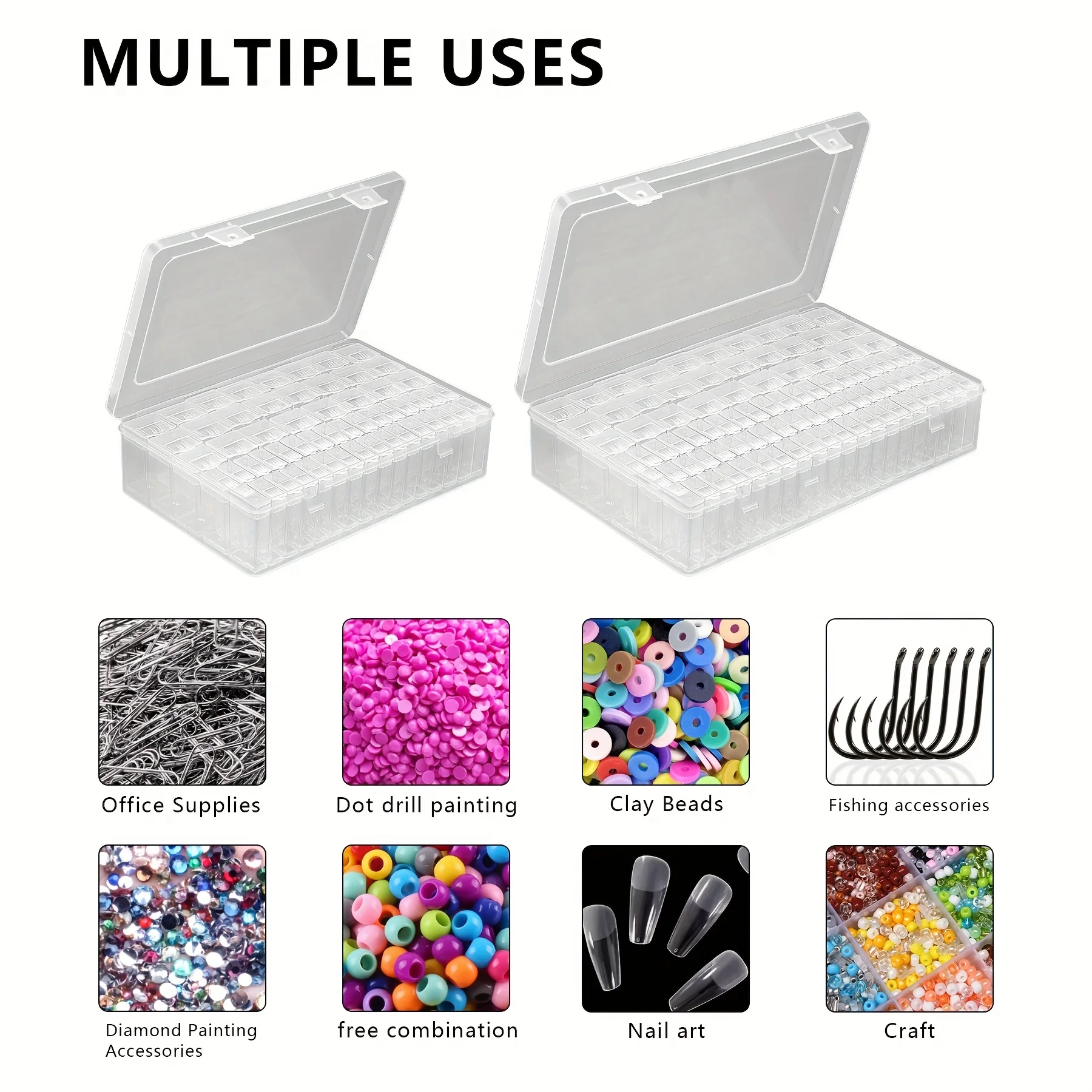 صندوق تخزين بلاستيكي ذو سعة كبيرة 90/56 |   تصميم شفاف، مقصورات مختومة بشكل فردي لأدوات الرسم الماسي،