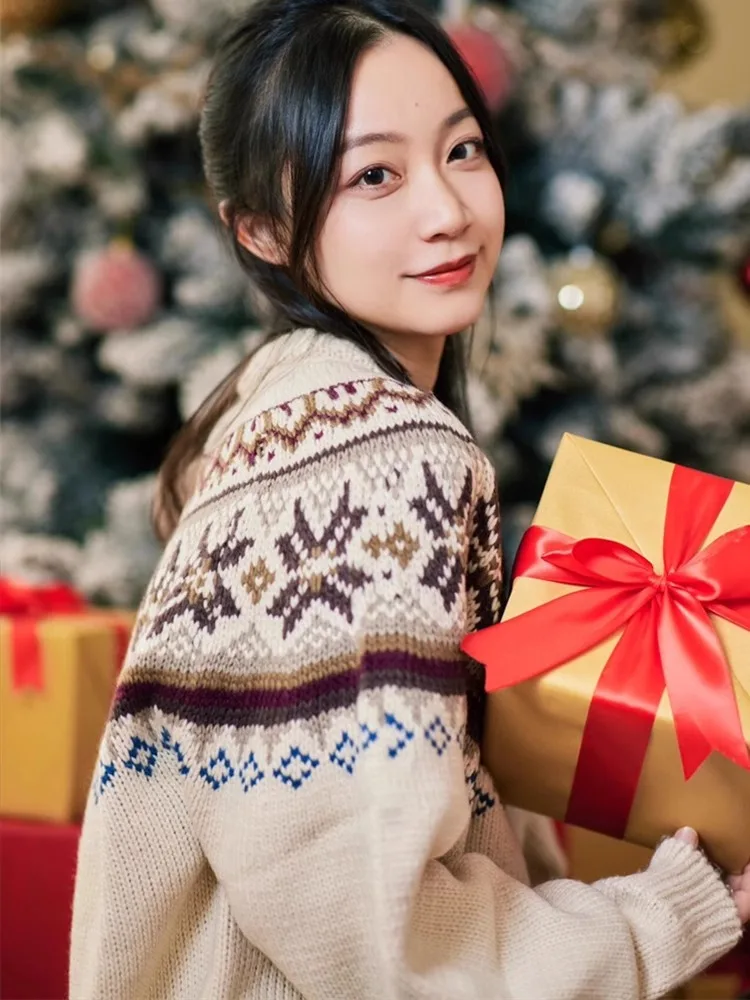 

Свитер Nordic Sle Cisas Thiened, вязаный, свободного кроя, женский, осенне-зимний, мягкий, повседневный, с длинными рукавами, круглым вырезом, топ