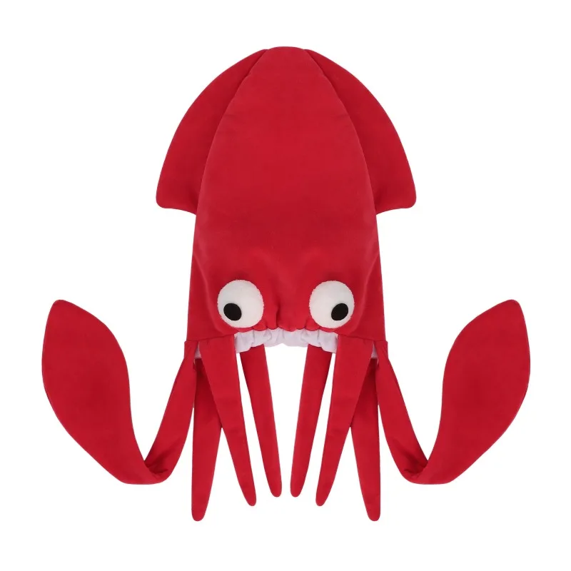 Funny Octopus Squid Hat Halloween Cosplay Party Costume Accessory Novelty Plush Headwear for Adult