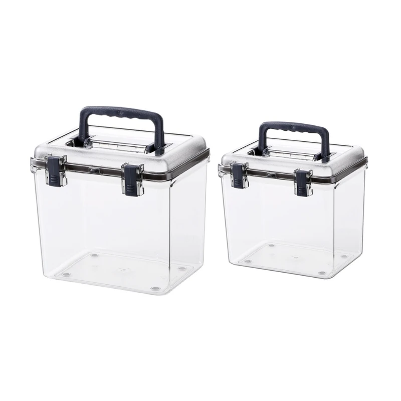 

Household Kitchen Plastic Airtight Storage Box with Handle Hinged Lid Clear Pantry Storage Container Bin Multifunction