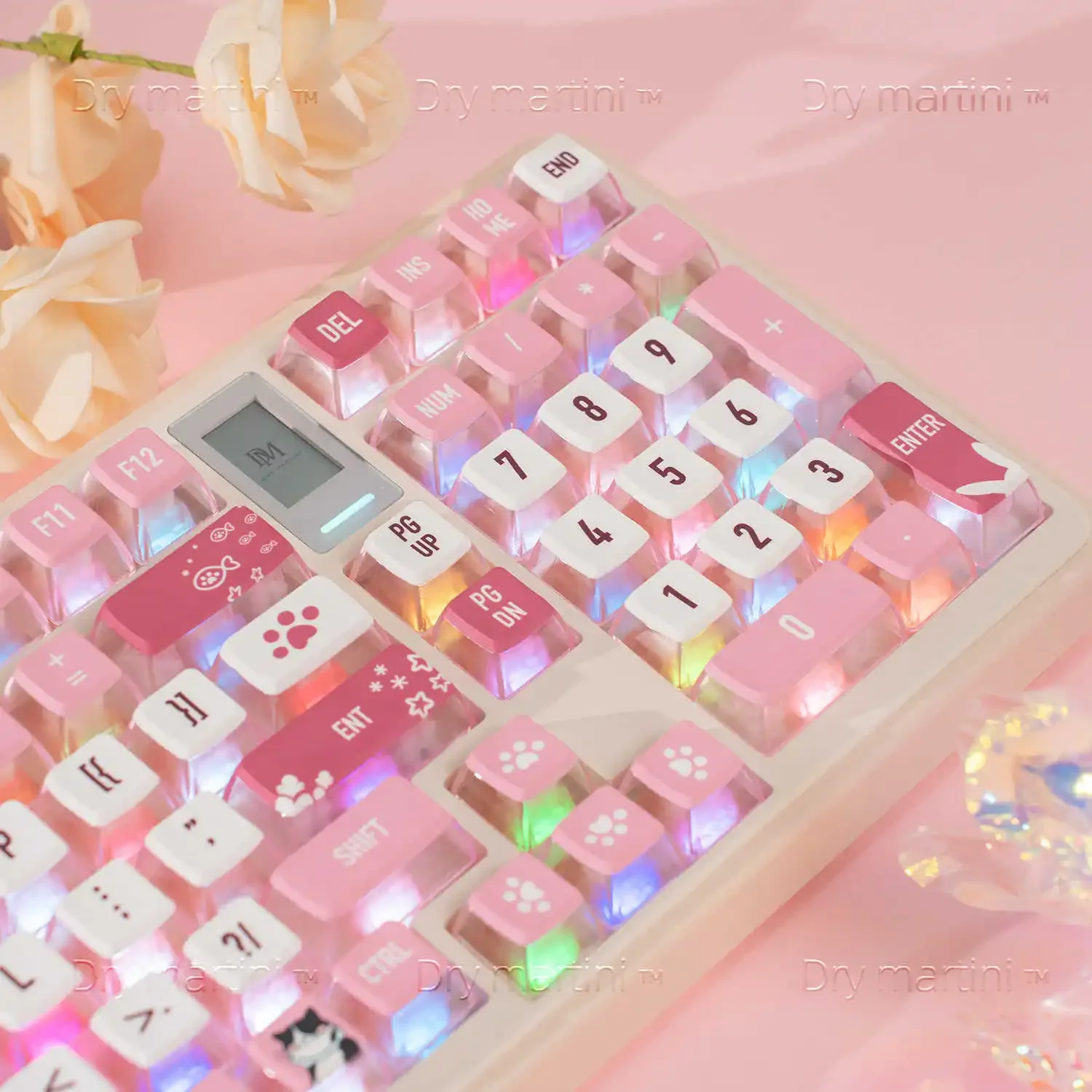 117 Keys Pink Keycaps MDA Profiled Translucent PBT Heat-sublimation Pudding Keyboard Caps MX Switch Gaming Mechanical Keyboard