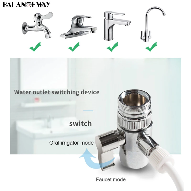 Oral Irrigator Faucet Water Flosser Jet 10 Nozzles for Family Set Oral SPA No Electric Water Flossing Pick Dental Mouth Cleaner