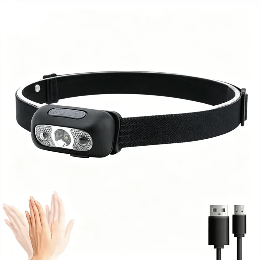 Powerful LED Sensor Headlamp USB Rechargeable Headlight Led Head Torch Camping Search Light Flashlight Fishing Lantern