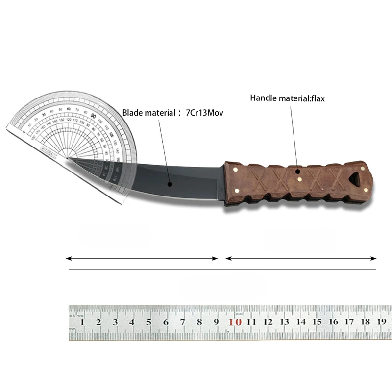 Outdoor Tactical Hunting Self-defense Rescue EDC tool, vacuum titanium plating process blade brown linen/black G10 handle