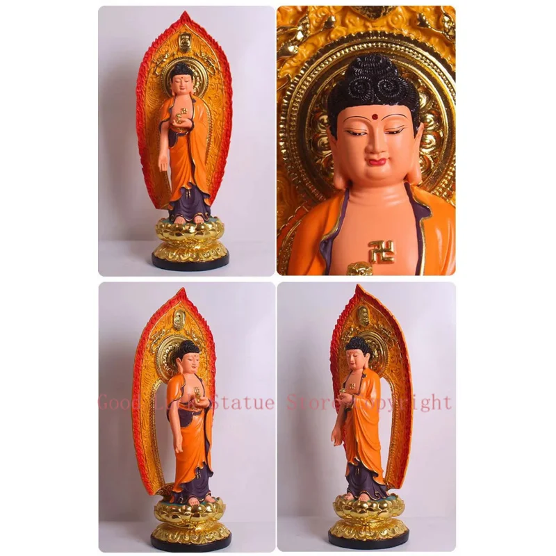 Large 60CM Buddhist believer HOME Shrine protection Buddhism Worship Standing Amitabha color Buddha statue