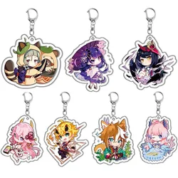 Cute Raiden Shogun Beelzebul Yae Miko Acrylic Keychains Cartoon Character Sangonomiya Kokomi Kujo Sara Key Chain Genshin Impact