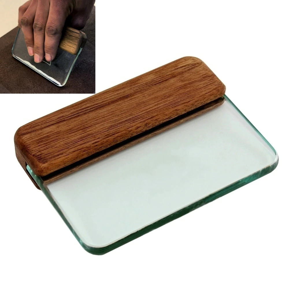 1PCS 8MM Tempered Glass Hand DIY Leathercraft Tools Glue Scraping Board Walnut Glass Scraper Gluing Sheet Auxiliary Tools