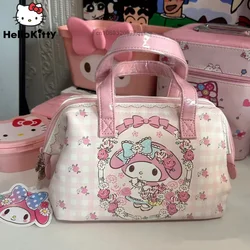 My Melody Medieval Cute Handbag Y2k Girl Kawaii Cartoon Printed Portable Zipper Storage Bag Portable Makeup Bag Toilet Bag