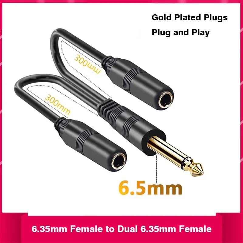 6.5 مللي متر ذكر وأنثى 6.35 مللي متر كبير ثنائي النواة إلى ثنائي 6.5 حافلة أحادية ميكروفون نقطة واحدة خط الصوت مطلية بالذهب المقابس