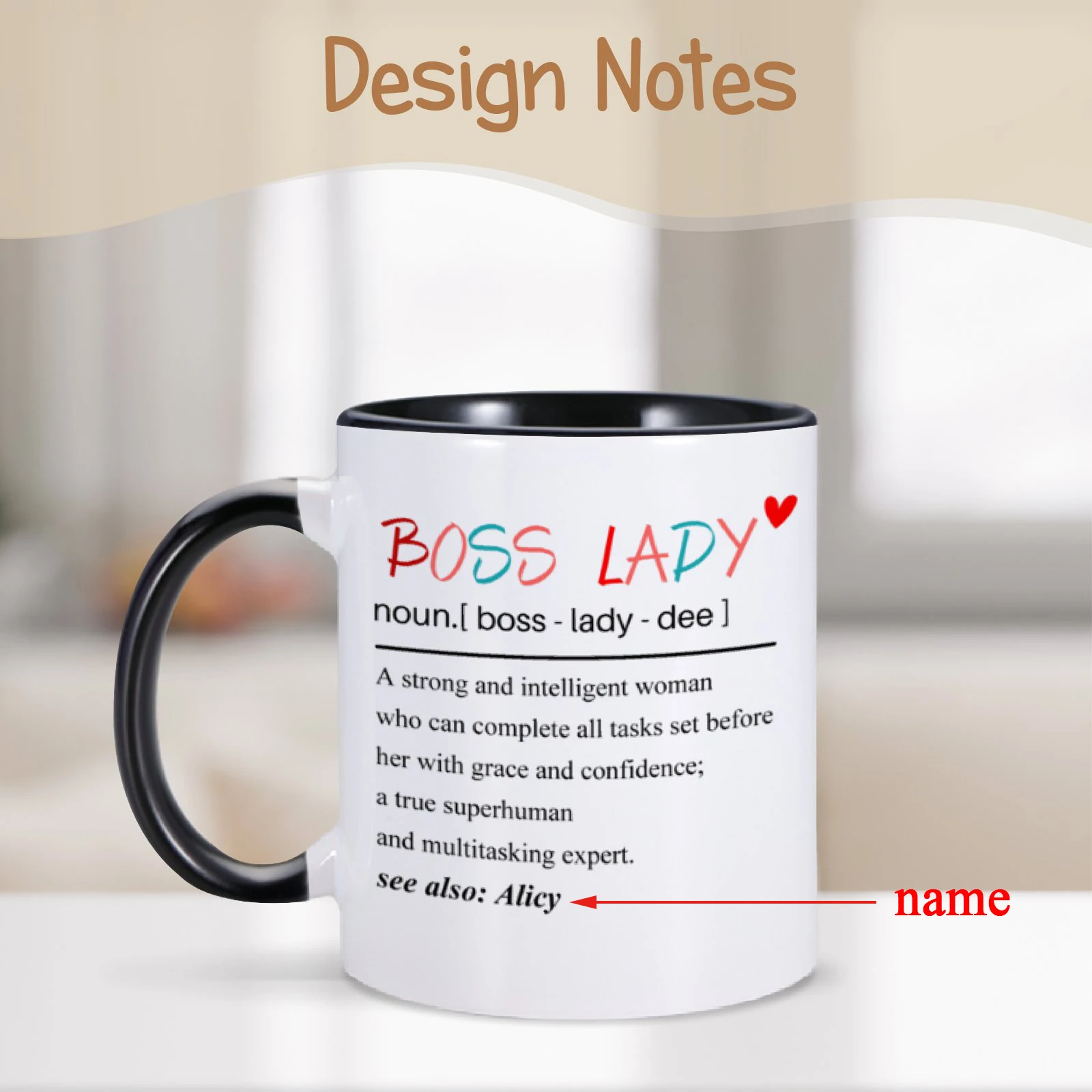 Custom Boss Lady Coffee Mug Appreciation Gift for Boss Manager Leader 11 Oz Office Tea Cup Christmas Birthday Gifts for Women