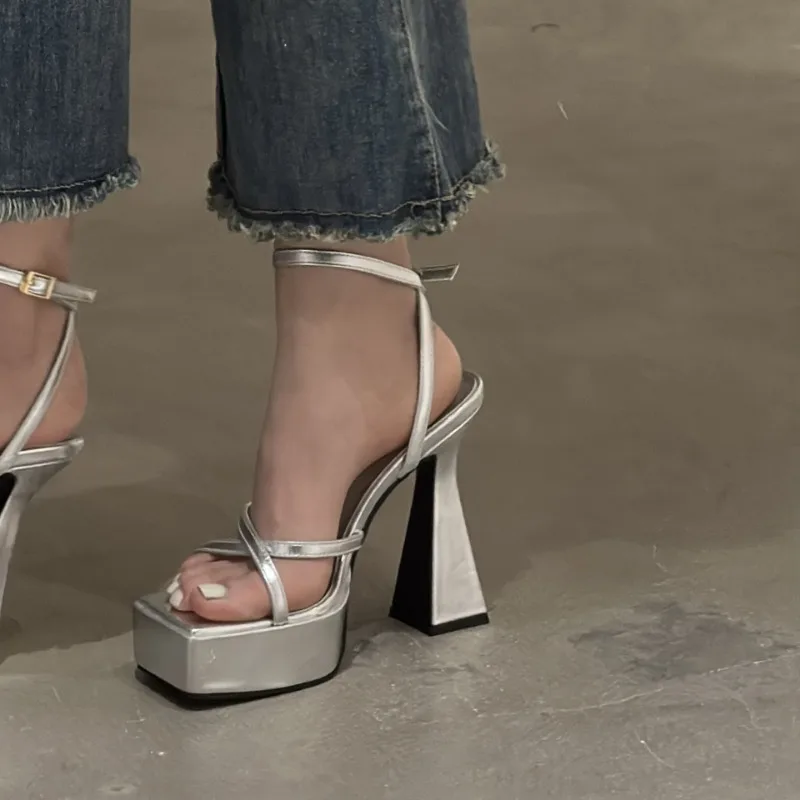 Girls Shoe for Party Club Stripper Heels Women Shoes 2025 Platforms High Heels Sandals Sexy Ankle-Wraps Party Wedding Shoes