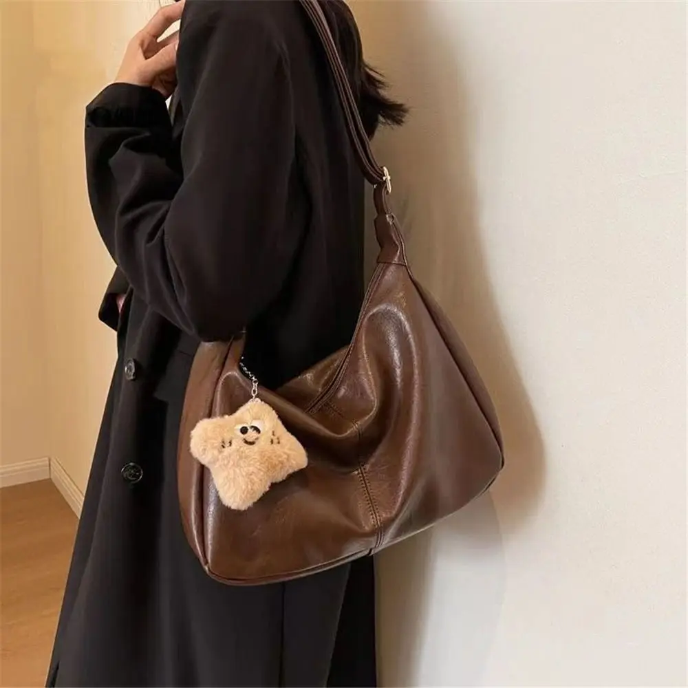 

Trendy Slouchy Shoulder Bag for Women Large Capacity Retro Ladies Hobo Tote Bag PU Leather Underarm Bag