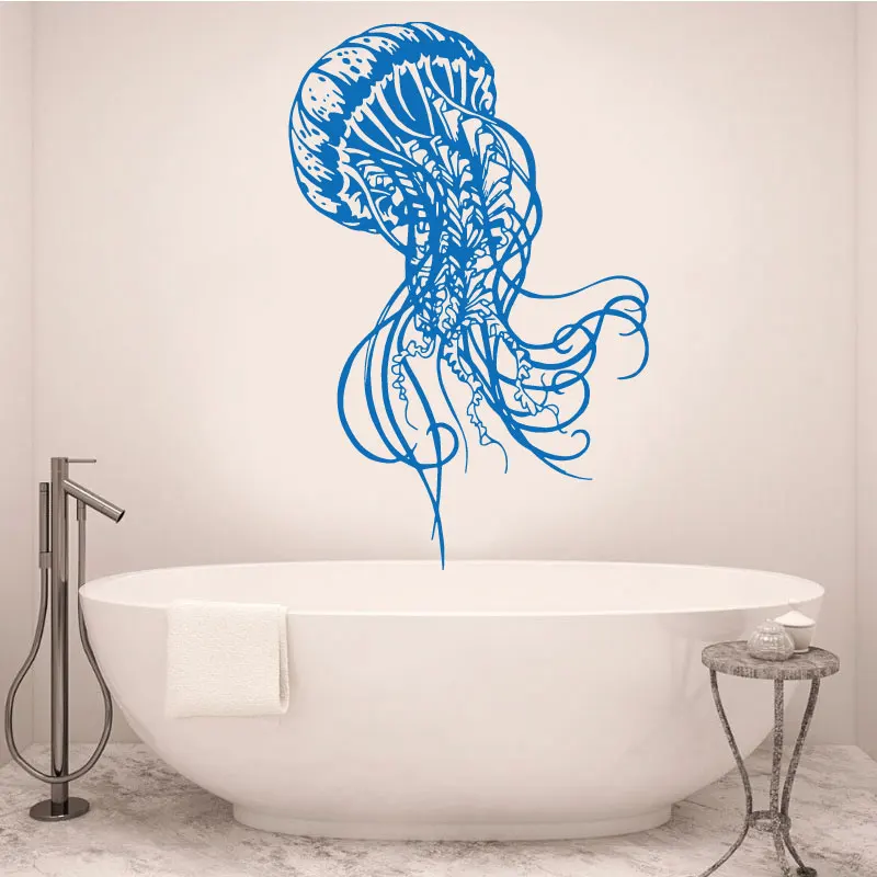 

Bathroom Decoration Wall Stickers Sea Animal Jellyfish Beach Holiday House Wash Room Toilet Door Window Decoration Vinyl Decal16