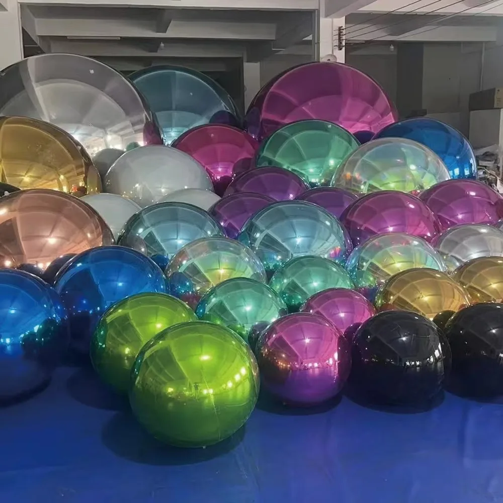 Custom Giant Mirror Ball Metallic Inflatable Ball Waterproof Durable Big Shiny Reflective Decor Ball for Party Event