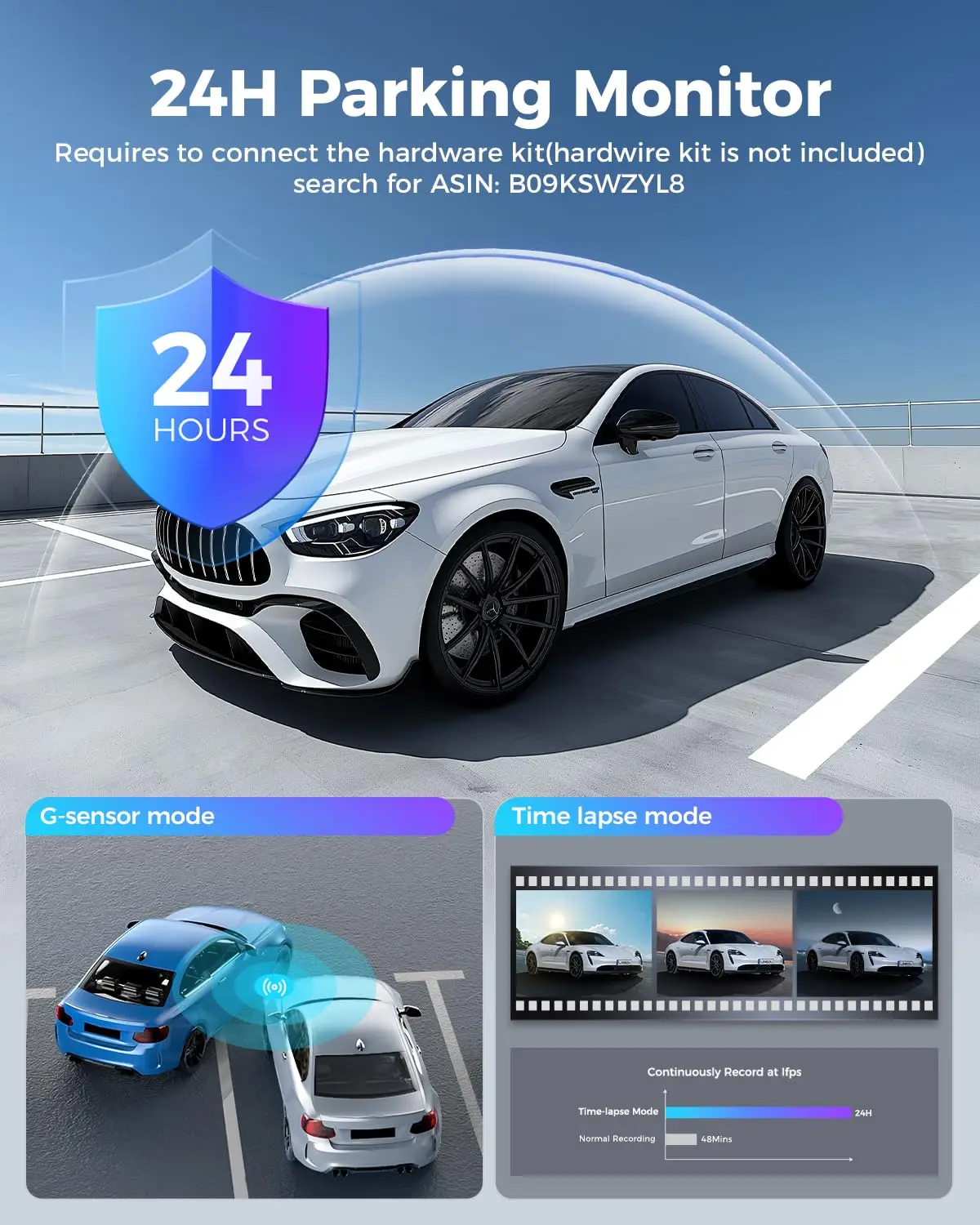 Motur 4K WIFI Dash Cam Mini Car DVR Front and Rear Dual Lens Auto Car Camera with Night Vision G-Sensor 24H Parking Monitor