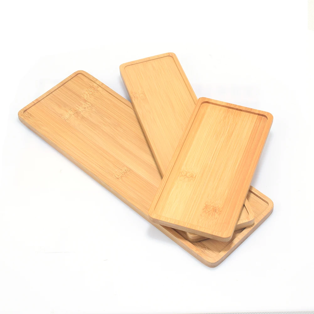 Wooden Bamboo Serving Tray Tea Cup Saucer Trays Fruit Plate Storage Pallet Plate Decoration Japanese Food Rectangular Plate