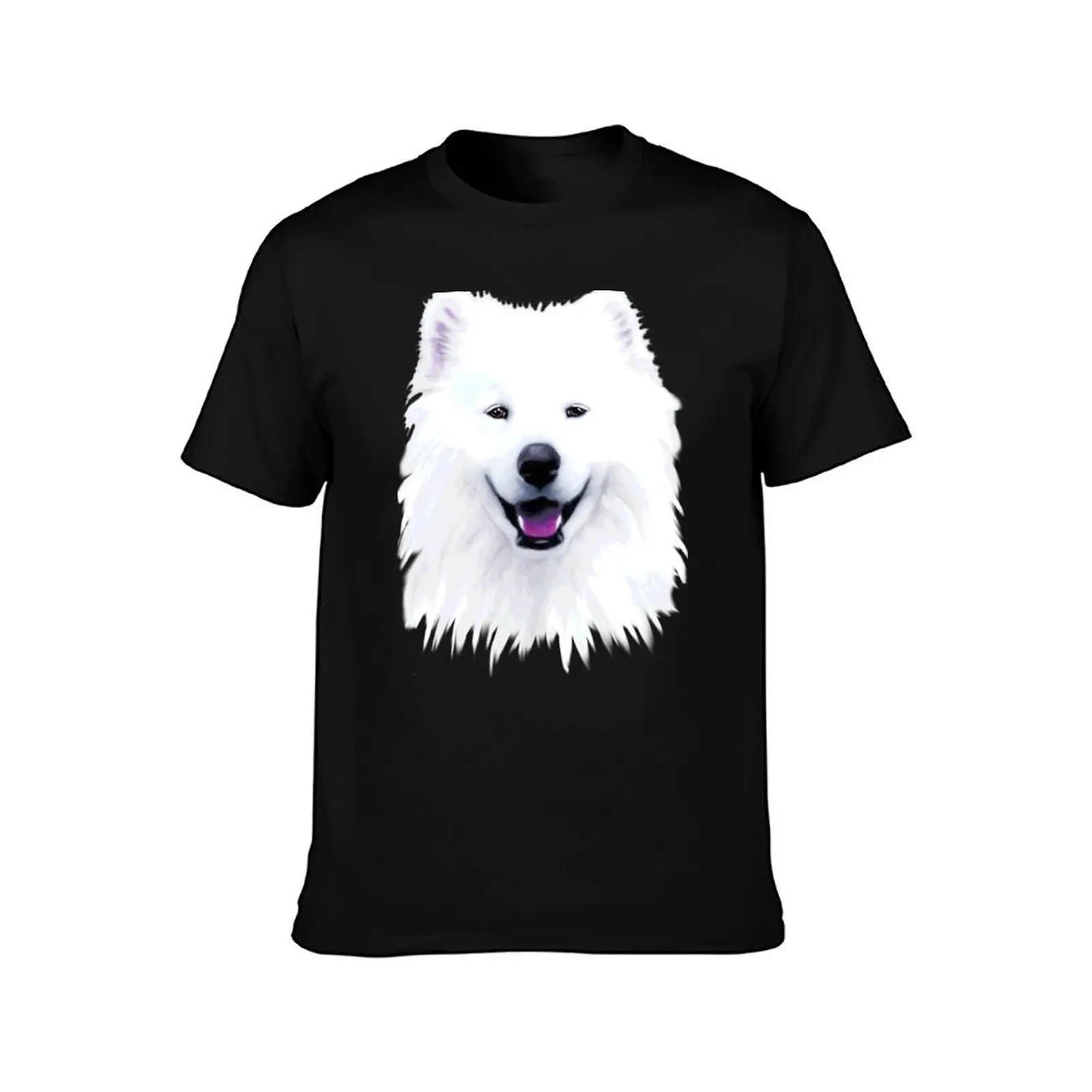 Smiling White Samoyed Dog Face Painting T-Shirt funny t shirts dark humor T-Shirt