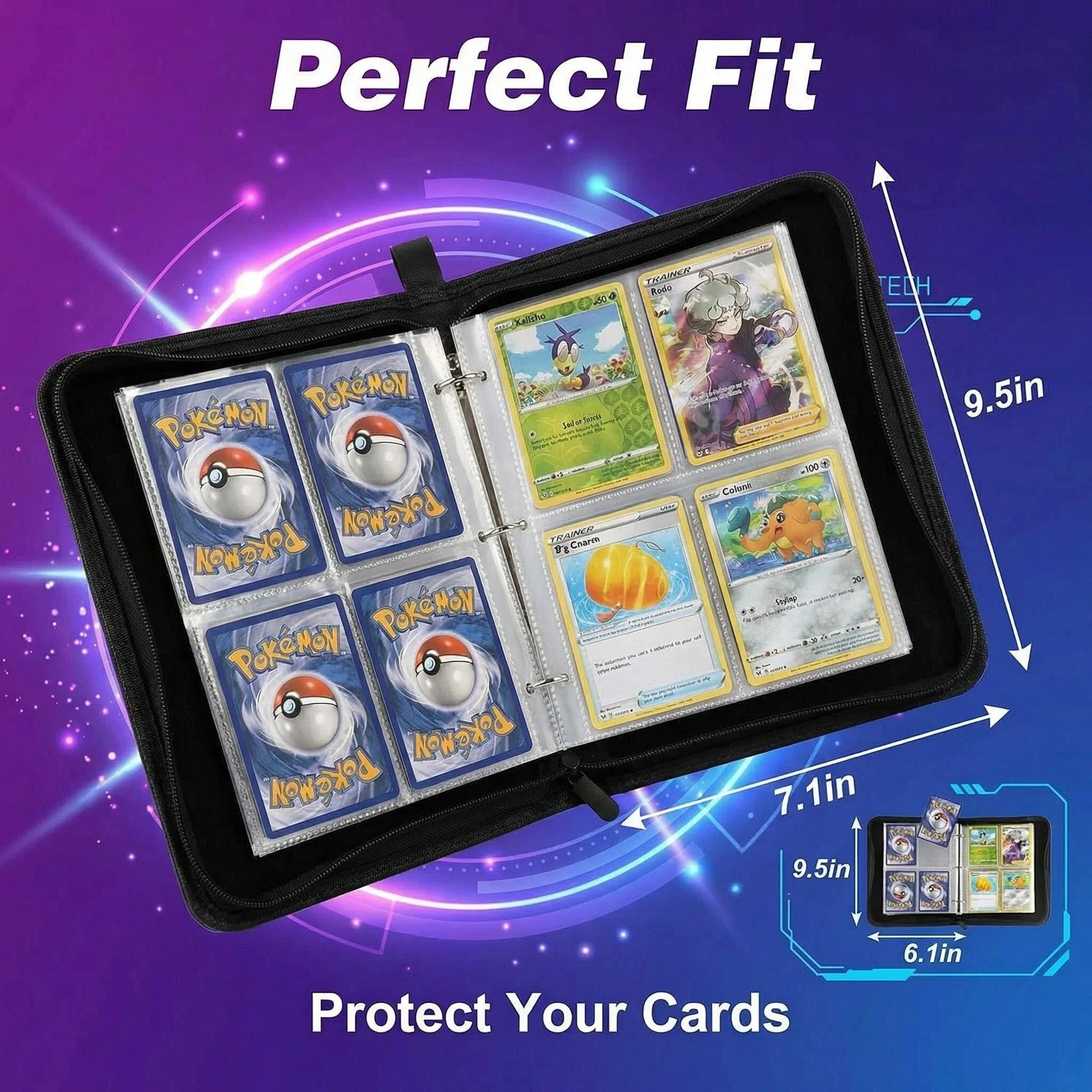 Charizard Bulbasaur Academia Figuren-Kartenhalter Aufbewahrungstasche Professionelles Feuchtigkeitsschutz-Kartenalbum 400 Fächer Doppelseitige Seiten – Detail 5