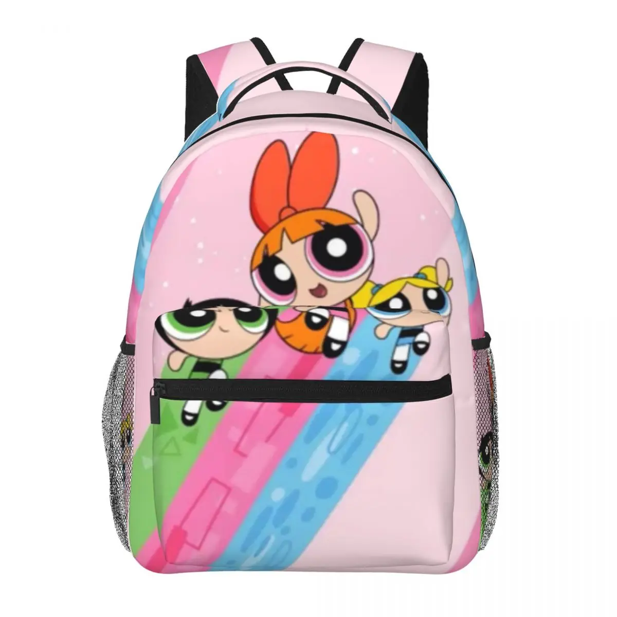 The-Powerpuff-Meisjes Nieuwe Modieuze Patroon Schooltas Print Lichtgewicht Rugzak 17Inch