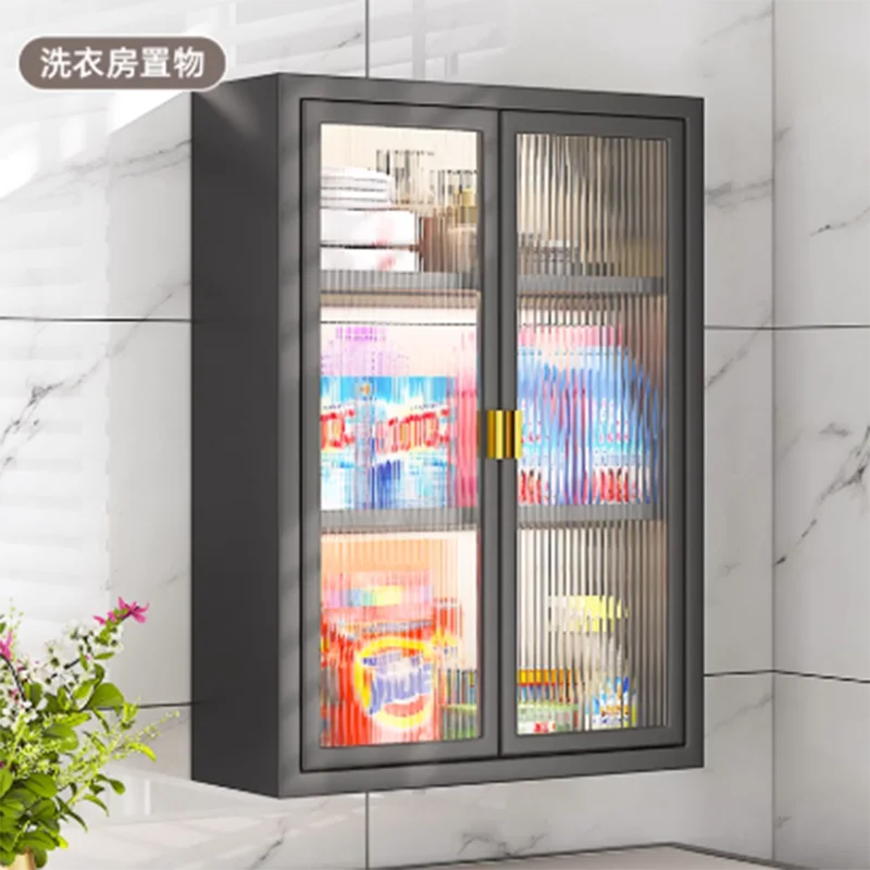 Gabinete de almacenamiento sin taladro sobre el inodoro, estantes de baño montados en la pared, estante organizador moderno impermeable para toallas de papel