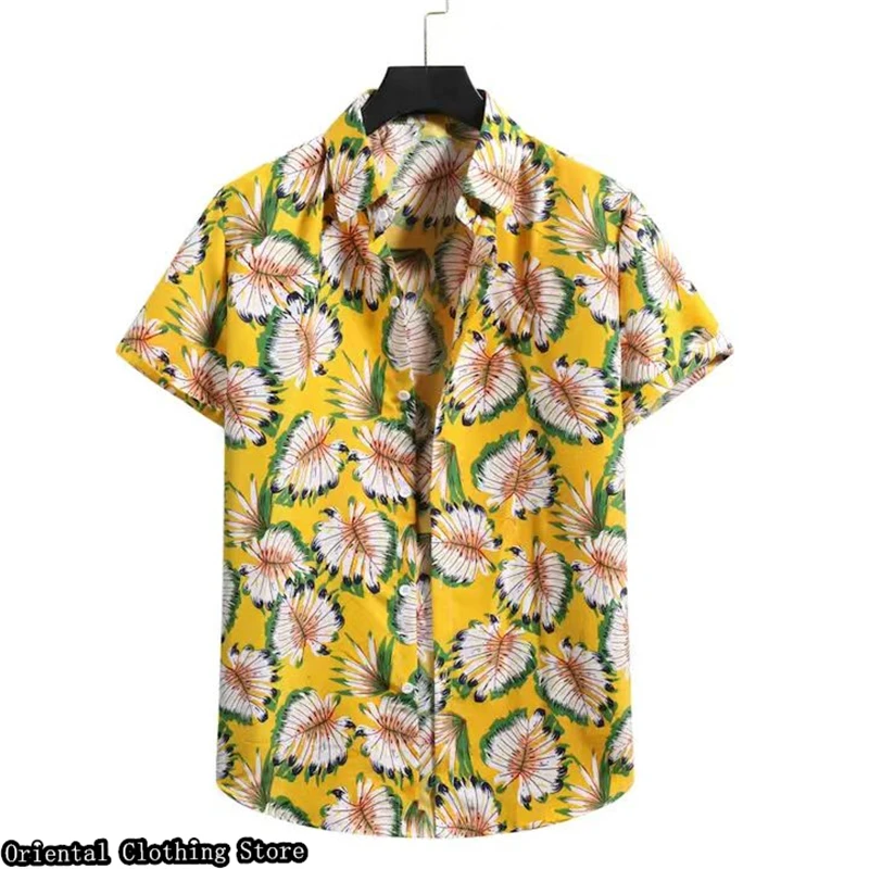 

Hawaiian short-sleeved men's summer shirt 3D printed flower shirt outdoor vacation casual clothing comfortable and breathable