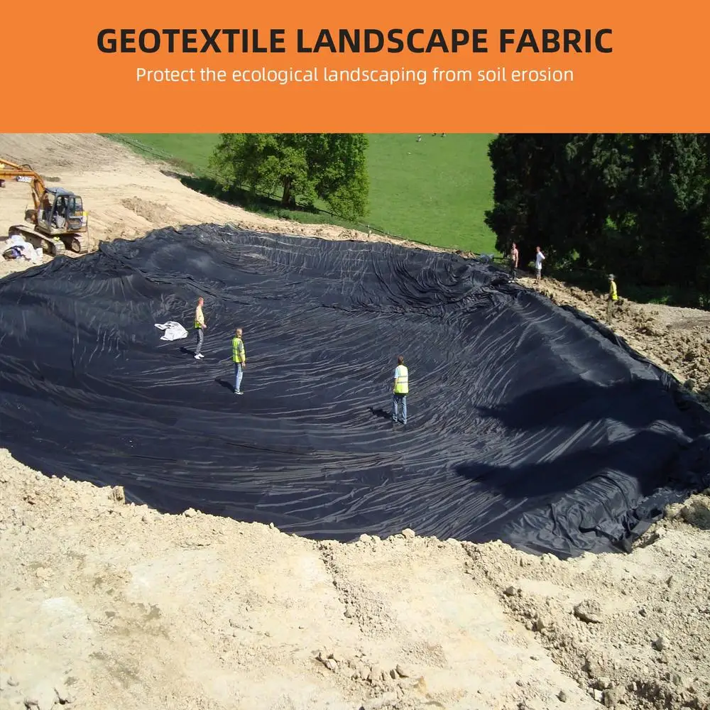 6ft x 300ft 6oz Tessuto geotextile PP Drenaggio Paesaggio Vialetto Strada 350N Resistenza alla trazione Capacità di carico 440N Ad alta resistenza